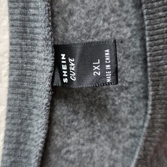 Shein Sweater Size 2XL Curve Sweatshirt Sweater Gray White Cable Knit Sleeve - Picture 5 of 9